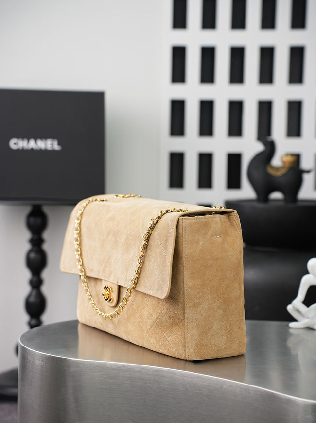 CHANEL Maxi Flapbag Suede Calfskin AS6233 apricot