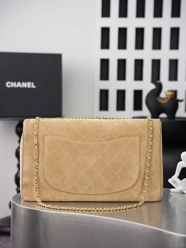 CHANEL Maxi Flapbag Suede Calfskin AS6233 apricot