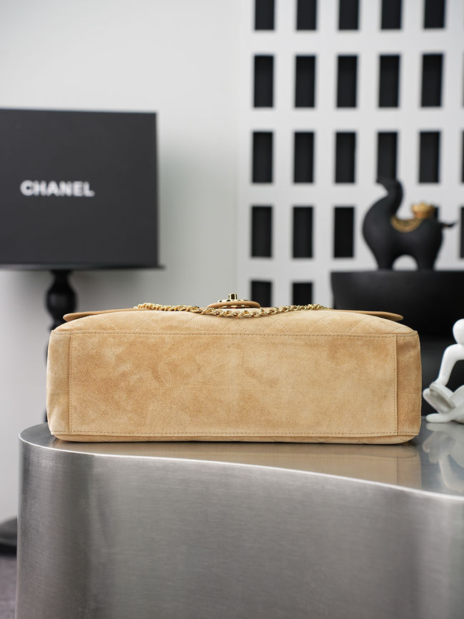 CHANEL Maxi Flapbag Suede Calfskin AS6233 apricot