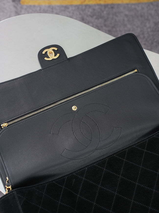 CHANEL Maxi Flapbag Suede Calfskin AS6233 black CHANEL Maxi Flapbag Suede Calfskin AS6233 black