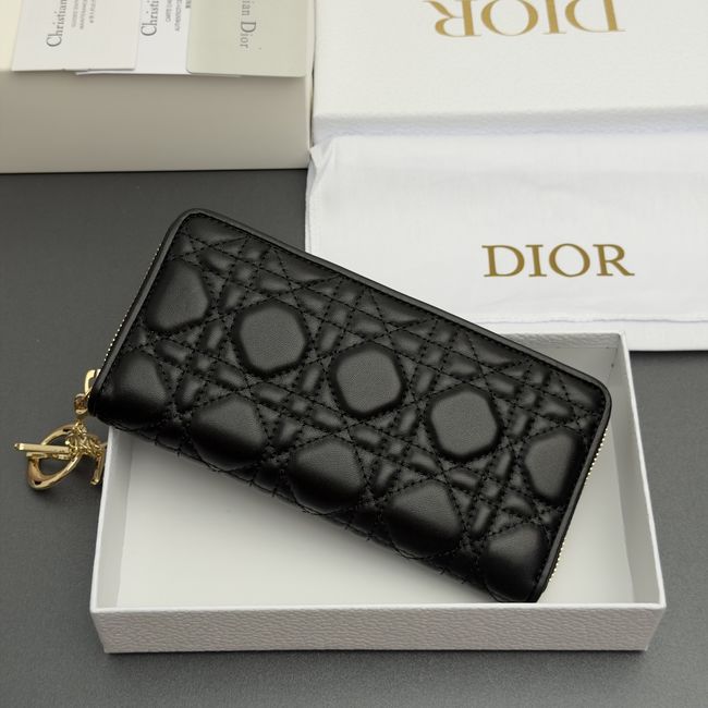 LADY DIOR LOTUS WALLET CANNAGE LAMBSKIN S0007 black