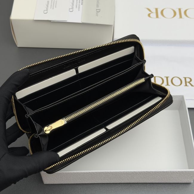 LADY DIOR LOTUS WALLET CANNAGE LAMBSKIN S0007 black