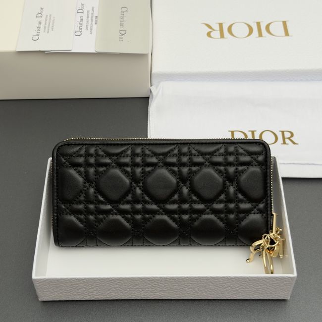 LADY DIOR LOTUS WALLET CANNAGE LAMBSKIN S0007 black