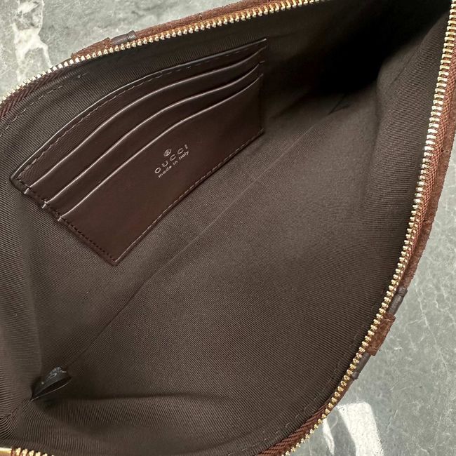 Gucci GG Marmont pouch with strap A006X2 dark brown suede