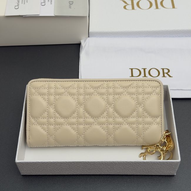 LADY DIOR LOTUS WALLET CANNAGE LAMBSKIN S0007 apricot LADY DIOR LOTUS WALLET CANNAGE LAMBSKIN S0007 apricot