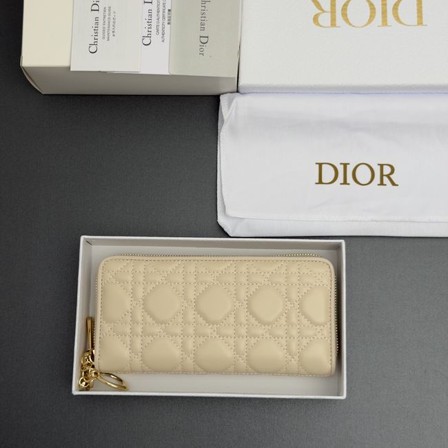 LADY DIOR LOTUS WALLET CANNAGE LAMBSKIN S0007 apricot LADY DIOR LOTUS WALLET CANNAGE LAMBSKIN S0007 apricot