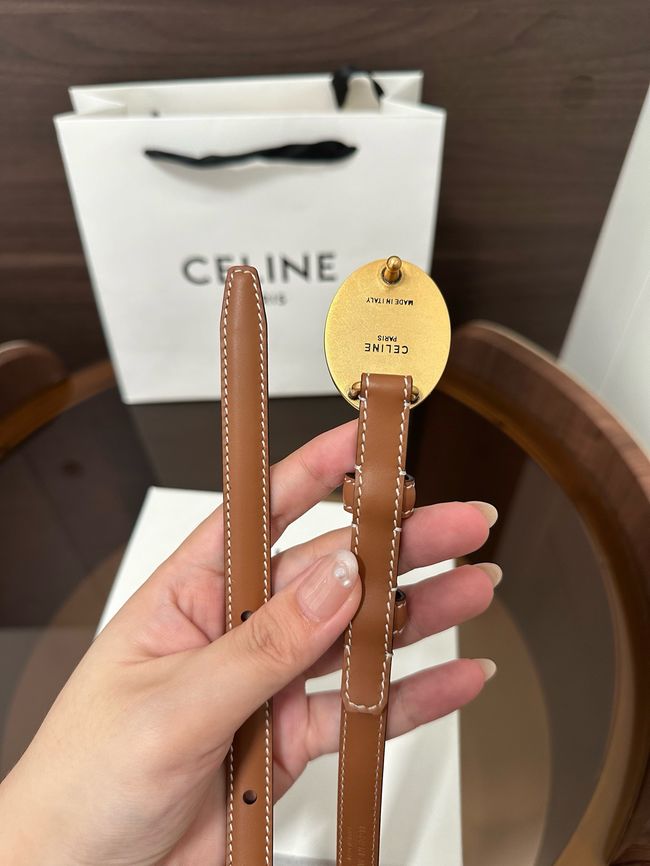 Celine Ellipse Belt 13 IN Taurillon Leather 10673 brown