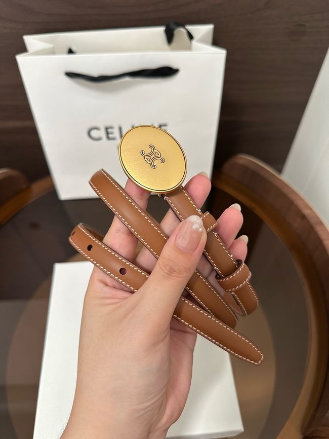 Celine Ellipse Belt 13 IN Taurillon Leather 10673 brown