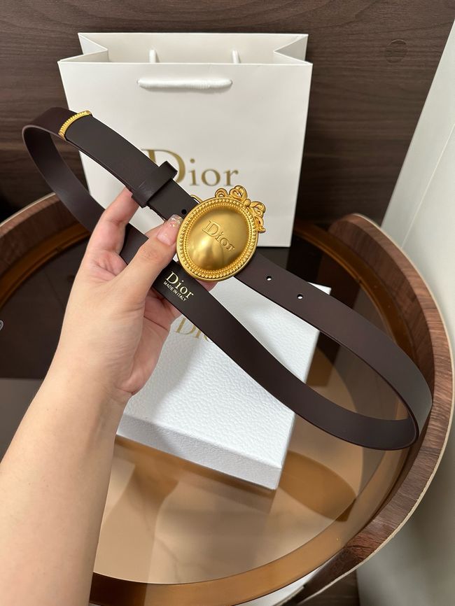 Dior Medaillon Belt Smooth Calfskin 25 MM B1022Q coffee
