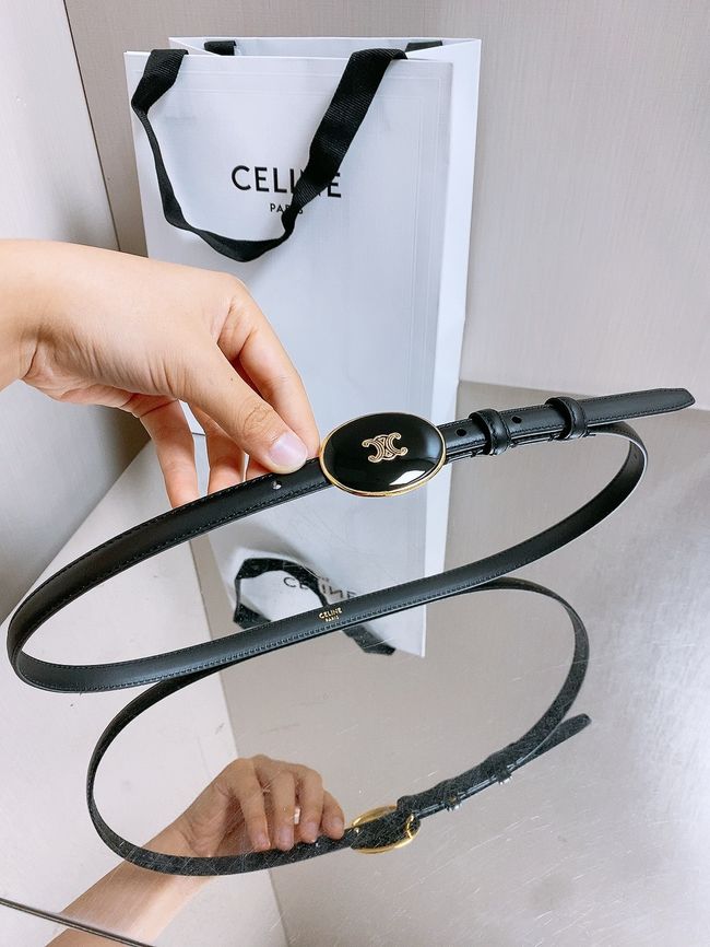 Celine ELLIPSE Belt 13 IN TAURILLON LEATHER WITH ENAMELLED BUCKLE P5706 black