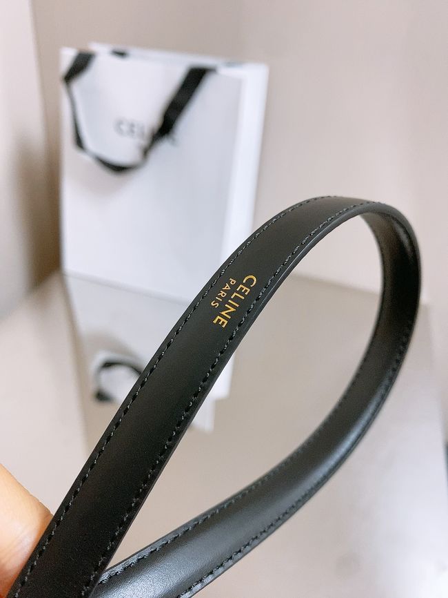 Celine ELLIPSE Belt 13 IN TAURILLON LEATHER WITH ENAMELLED BUCKLE P5706 black