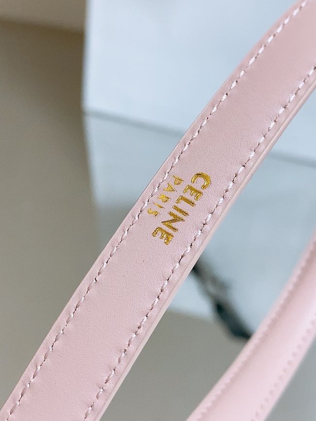 Celine ELLIPSE Belt 13 IN TAURILLON LEATHER WITH ENAMELLED BUCKLE P5706 pink