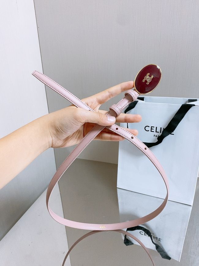 Celine ELLIPSE Belt 13 IN TAURILLON LEATHER WITH ENAMELLED BUCKLE P5706 pink