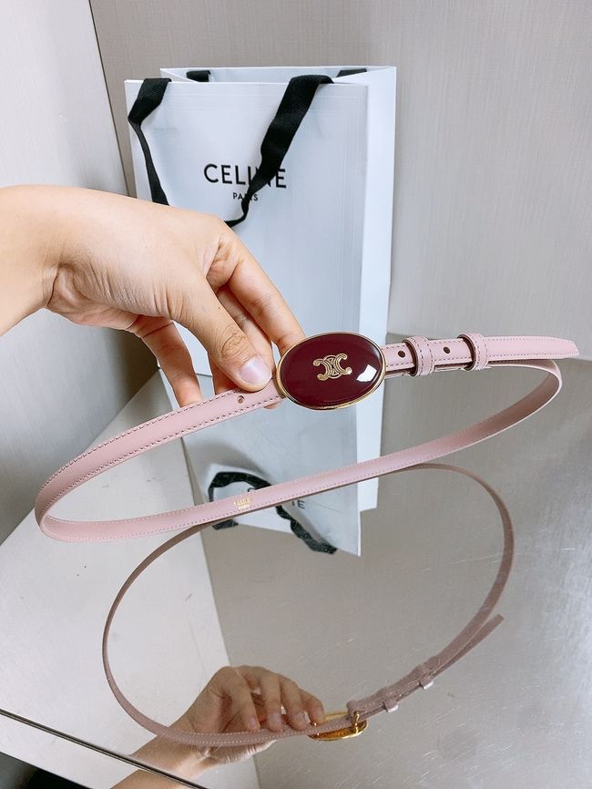 Celine ELLIPSE Belt 13 IN TAURILLON LEATHER WITH ENAMELLED BUCKLE P5706 pink