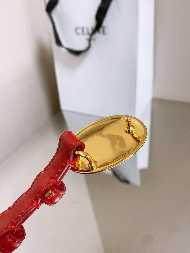 Celine ELLIPSE Belt 13 IN TAURILLON LEATHER WITH ENAMELLED BUCKLE P5706 red