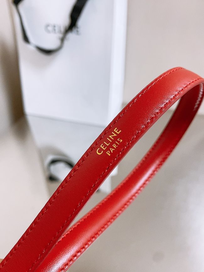 Celine ELLIPSE Belt 13 IN TAURILLON LEATHER WITH ENAMELLED BUCKLE P5706 red
