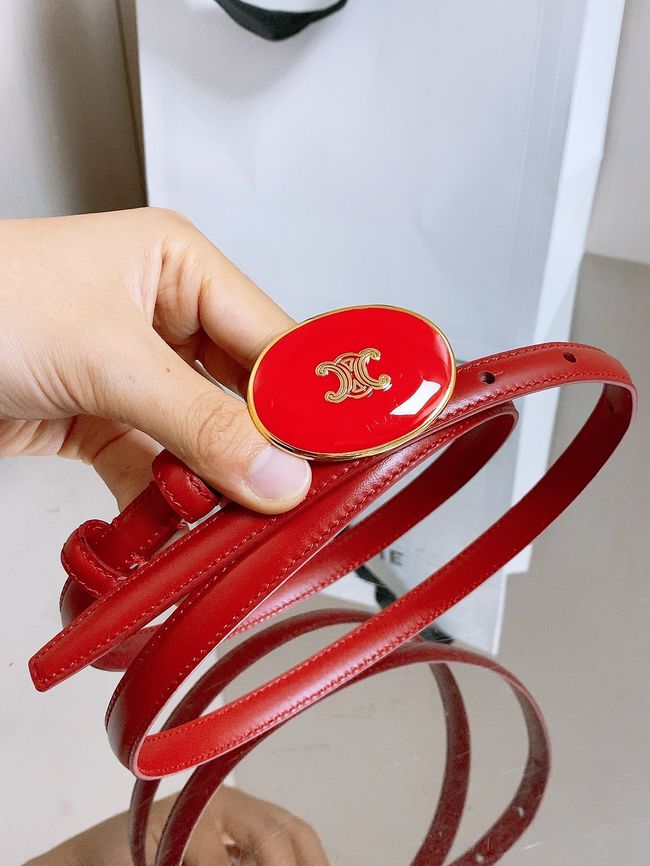 Celine ELLIPSE Belt 13 IN TAURILLON LEATHER WITH ENAMELLED BUCKLE P5706 red