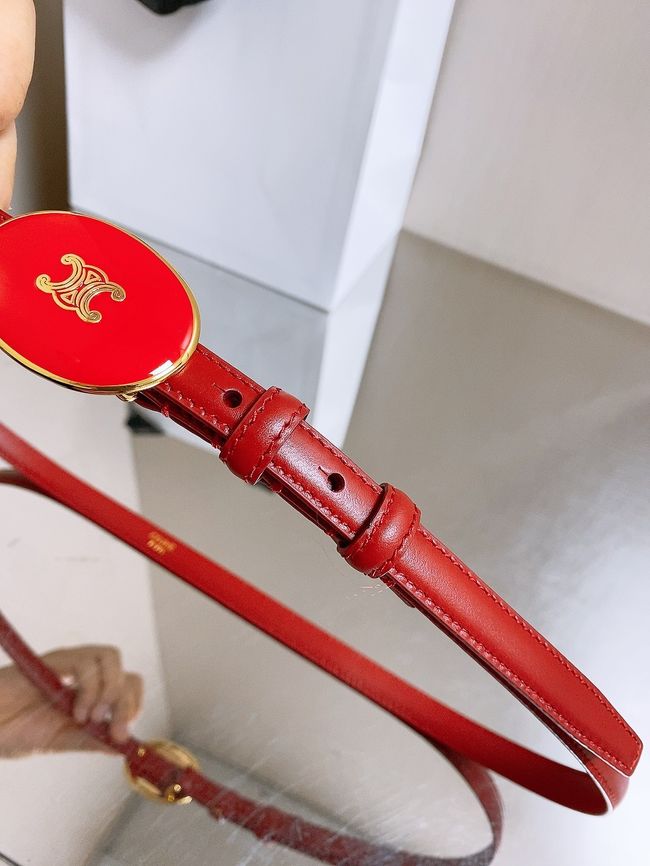 Celine ELLIPSE Belt 13 IN TAURILLON LEATHER WITH ENAMELLED BUCKLE P5706 red
