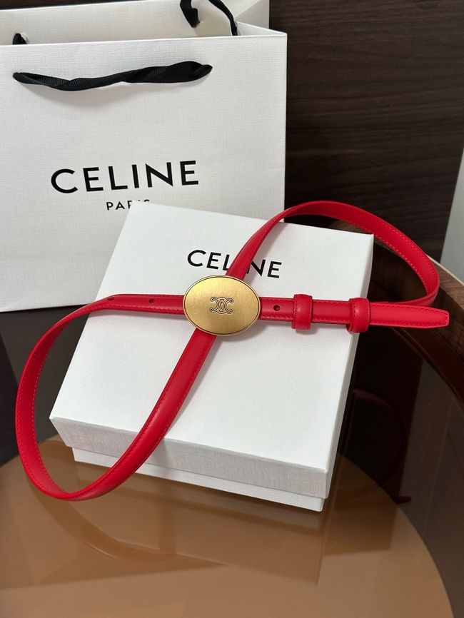 Celine Ellipse Belt 13 IN Taurillon Leather 10673 red Celine Ellipse Belt 13 IN Taurillon Leather 10673 red