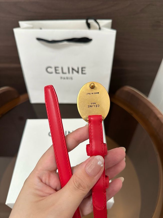 Celine Ellipse Belt 13 IN Taurillon Leather 10673 red Celine Ellipse Belt 13 IN Taurillon Leather 10673 red