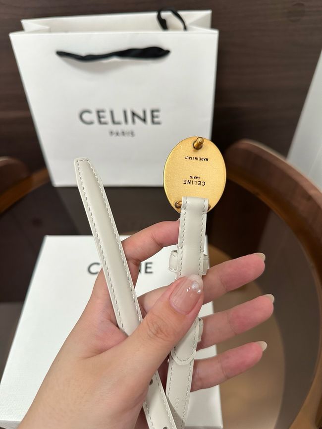 Celine Ellipse Belt 13 IN Taurillon Leather 10673  white