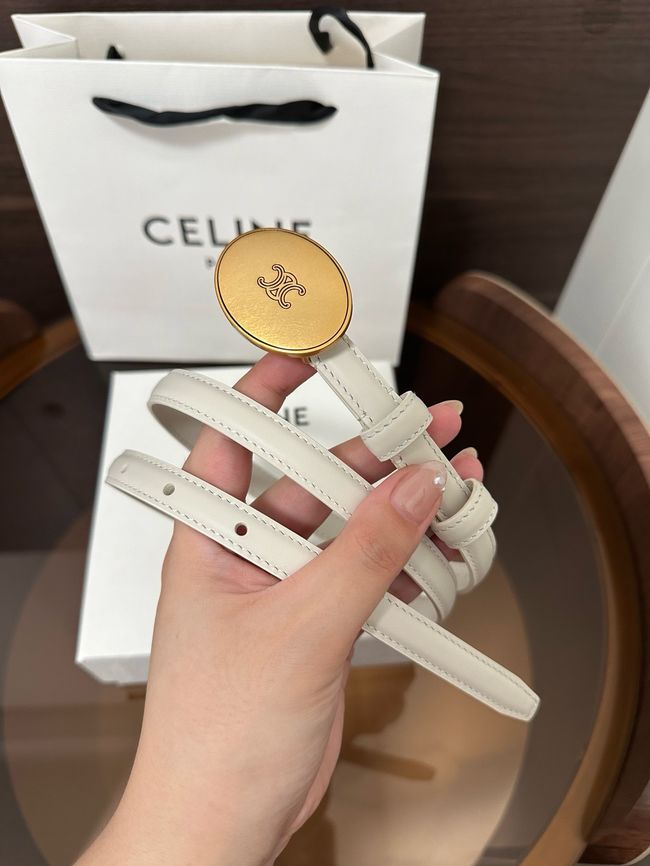 Celine Ellipse Belt 13 IN Taurillon Leather 10673  white