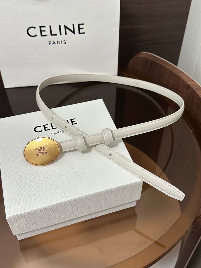 Celine Ellipse Belt 13 IN Taurillon Leather 10673  white