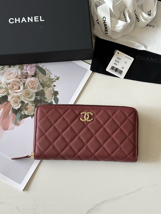 Chanel Classic Zipped Wallet AP5077 dark red