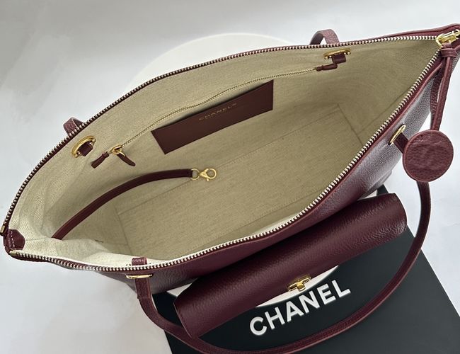 Chanel Shopping Bag Grained Calfskin AS6483 Burgundy