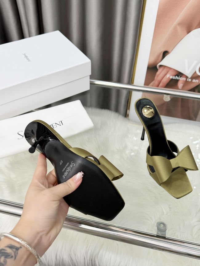 Saint Laurent BABYLONE mules in satin 10CM F6629-5