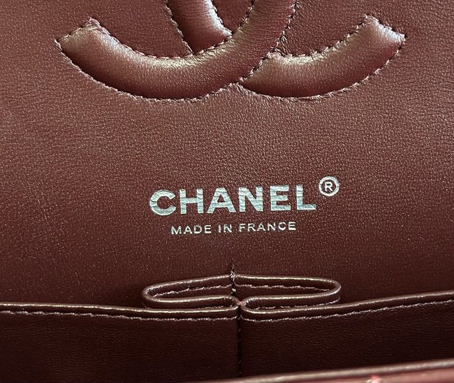 Chanel Small Flap Bag Crocodile Embossed 1112 Dark Burgundy&silver