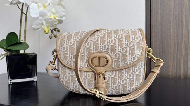 MEDIUM DIOR BOBBY BAG Warm Taupe Box Embroidery M2170 apricot