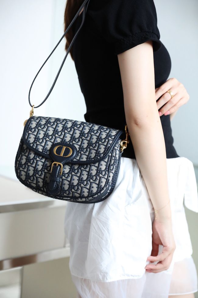 MEDIUM DIOR BOBBY BAG Warm Taupe Box Embroidery M2170 dark blue
