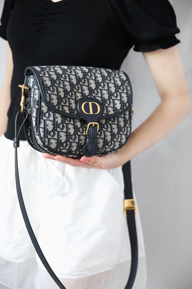MEDIUM DIOR BOBBY BAG Warm Taupe Box Embroidery M2170 dark blue
