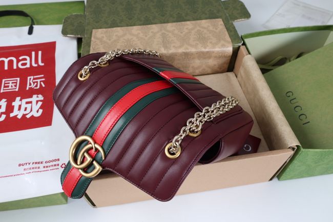 Gucci Jetset GG Marmont medium shoulder bag A005XW burgundy Gucci Jetset GG Marmont medium shoulder bag A005XW burgundy