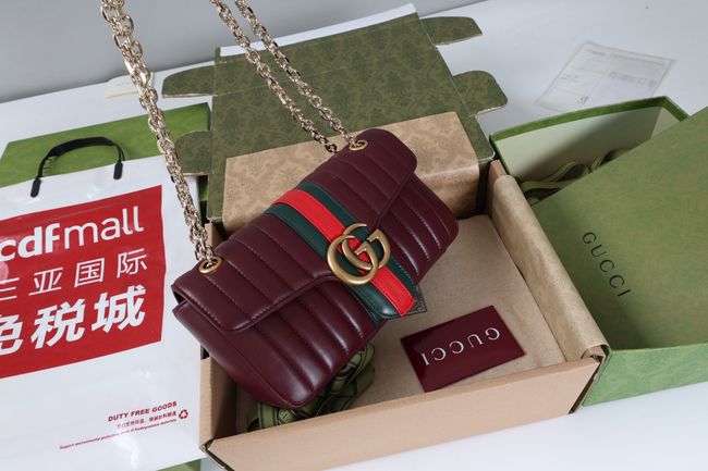 Gucci Jetset GG Marmont medium shoulder bag A005XW burgundy Gucci Jetset GG Marmont medium shoulder bag A005XW burgundy