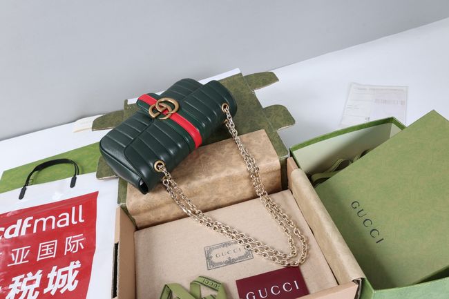 Gucci Jetset GG Marmont medium shoulder bag A005XW dark green