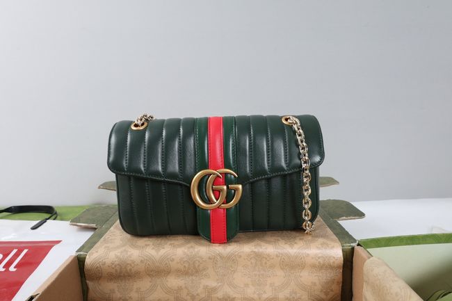 Gucci Jetset GG Marmont medium shoulder bag A005XW dark green