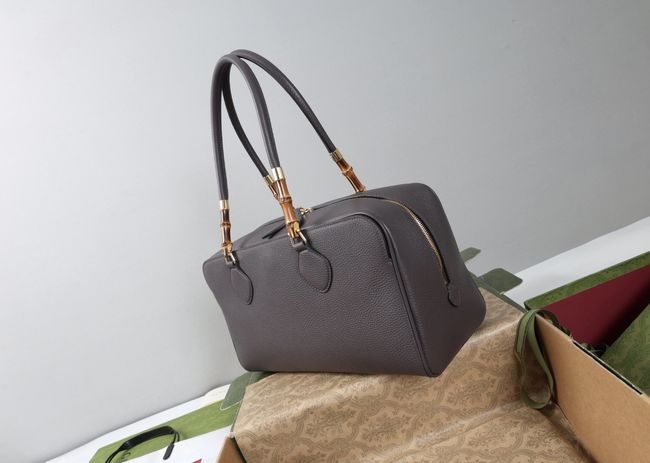 Gucci Large boston bag with bamboo A006OD gray