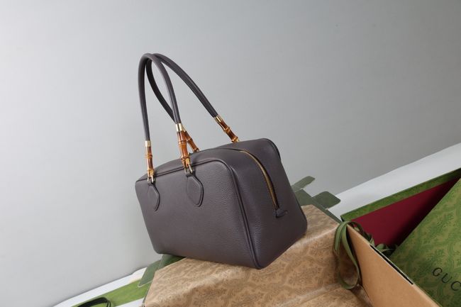 Gucci Large boston bag with bamboo A006OD gray