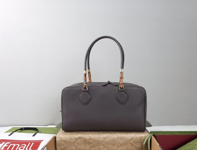 Gucci Large boston bag with bamboo A006OD gray
