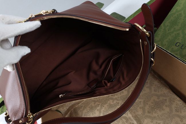 Gucci Starlet large shoulder bag soft leather A00CI2 Dark brown