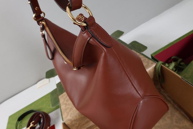 Gucci Starlet large shoulder bag soft leather A00CI2 Dark brown
