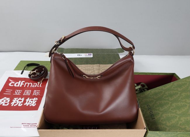 Gucci Starlet large shoulder bag soft leather A00CI2 Dark brown