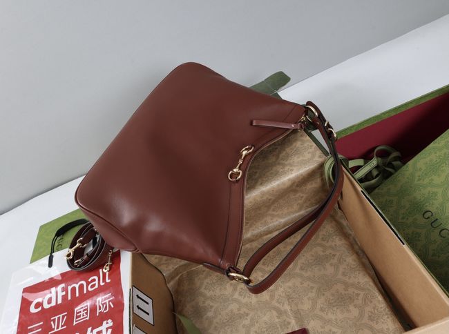 Gucci Starlet large shoulder bag soft leather A00CI2 Dark brown