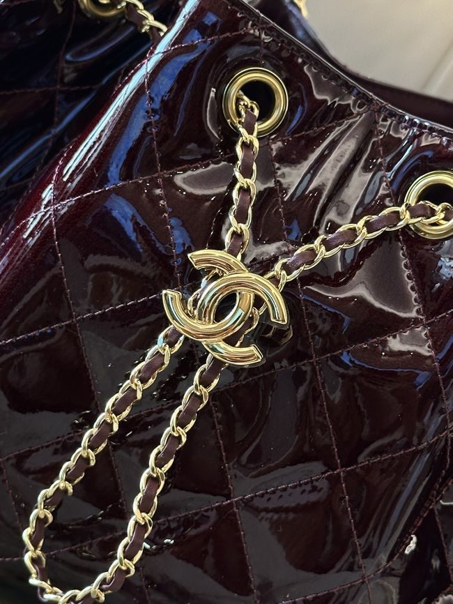 CHANEL 25 SMALL HANDBAG patent leather AS5293 Burgundy CHANEL 25 SMALL HANDBAG patent leather AS5293 Burgundy